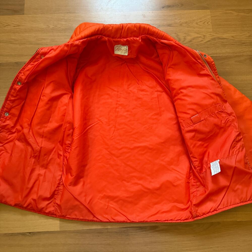 Vintage 1980's Roffe Orange Yellow Snap Puffer Retro Bright Ski Jacket Sz Medium - Picture 10 of 10